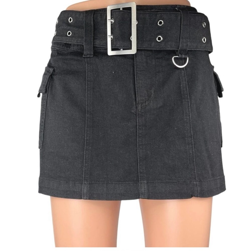 Black Cargo Mini Skirt